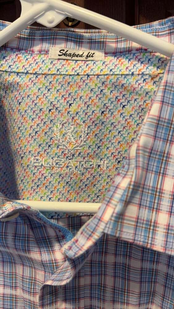 Bugatchi Uomo Men's Multi Color Check Cotton Casual Shirt M